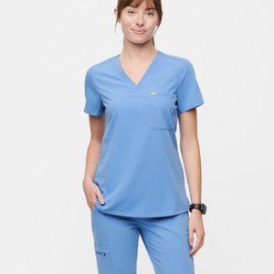 Figs Catarina One-Pocket Scrub Top, Size L, Ceil Blue